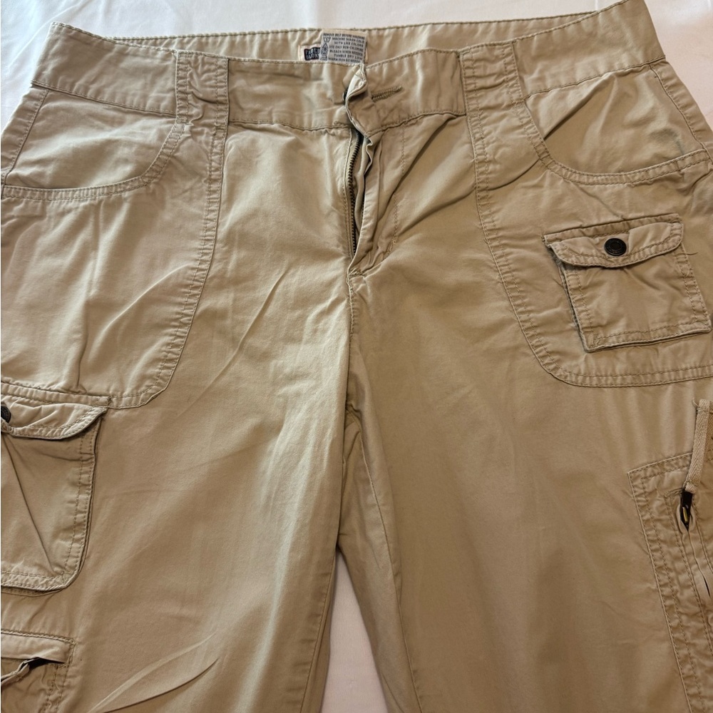 Faded Glory Beige Wide Leg Cargo Pants with Utility Pockets - Picture 2 of 8